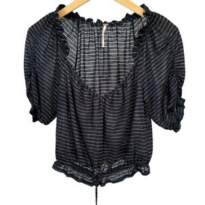Free People lightweight striped top with ruffles, XS